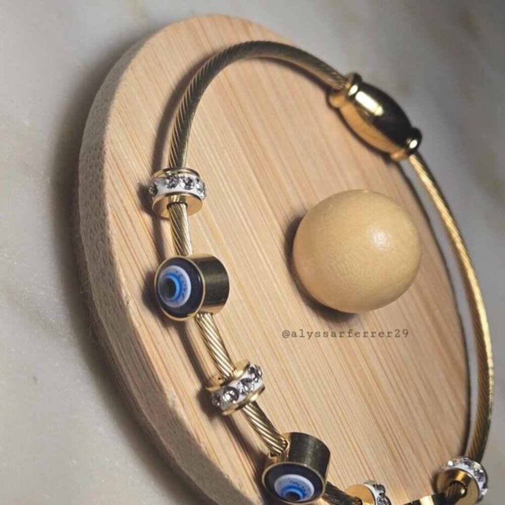 Gold Blue Eye Rhinestone Bracelet